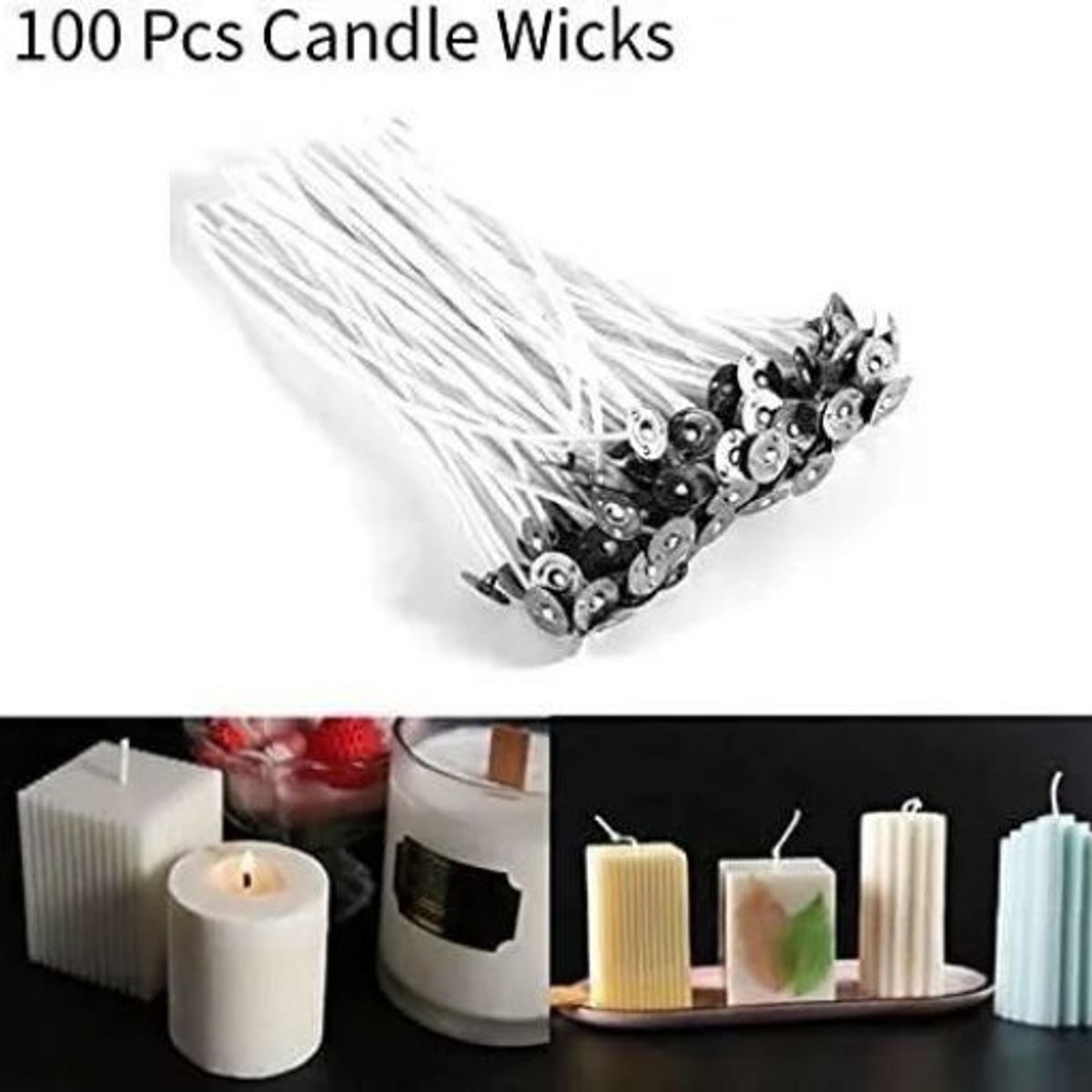 KUANGYE - Pábilos Encerados Mecha De Vela Con 100 Uds Con Wick Tabs