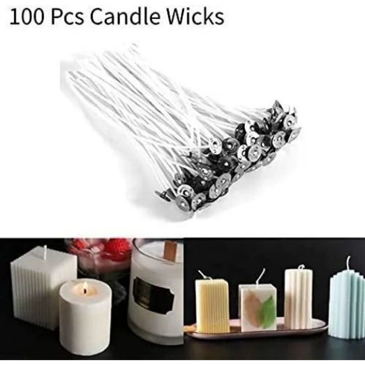 KUANGYE - Pábilos Encerados Mecha De Vela Con 100 Uds Con Wick Tabs