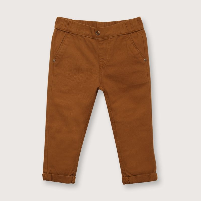 OPALINE - Pantalón de niño esencial mostaza (6 meses a 4 años)