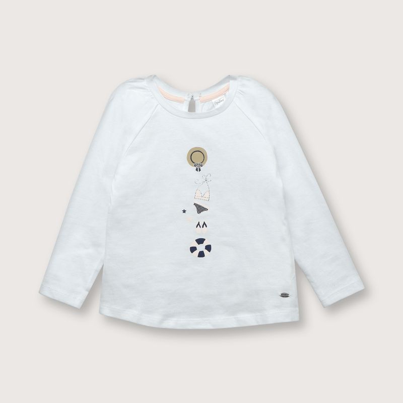 OPALINE - Polera de niña delfin tipo princesa blanca (6 meses a 4 años)