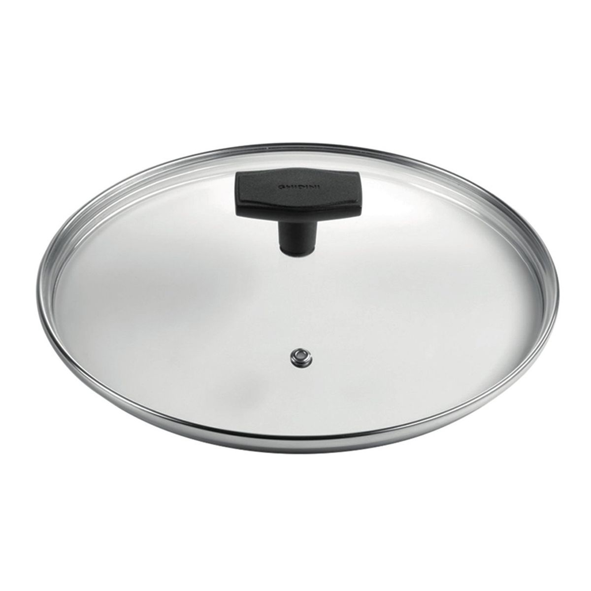 GHIDINI - Tapa Vidrio Templado Borde Acero Inox cAgujero de Vapor 20cm