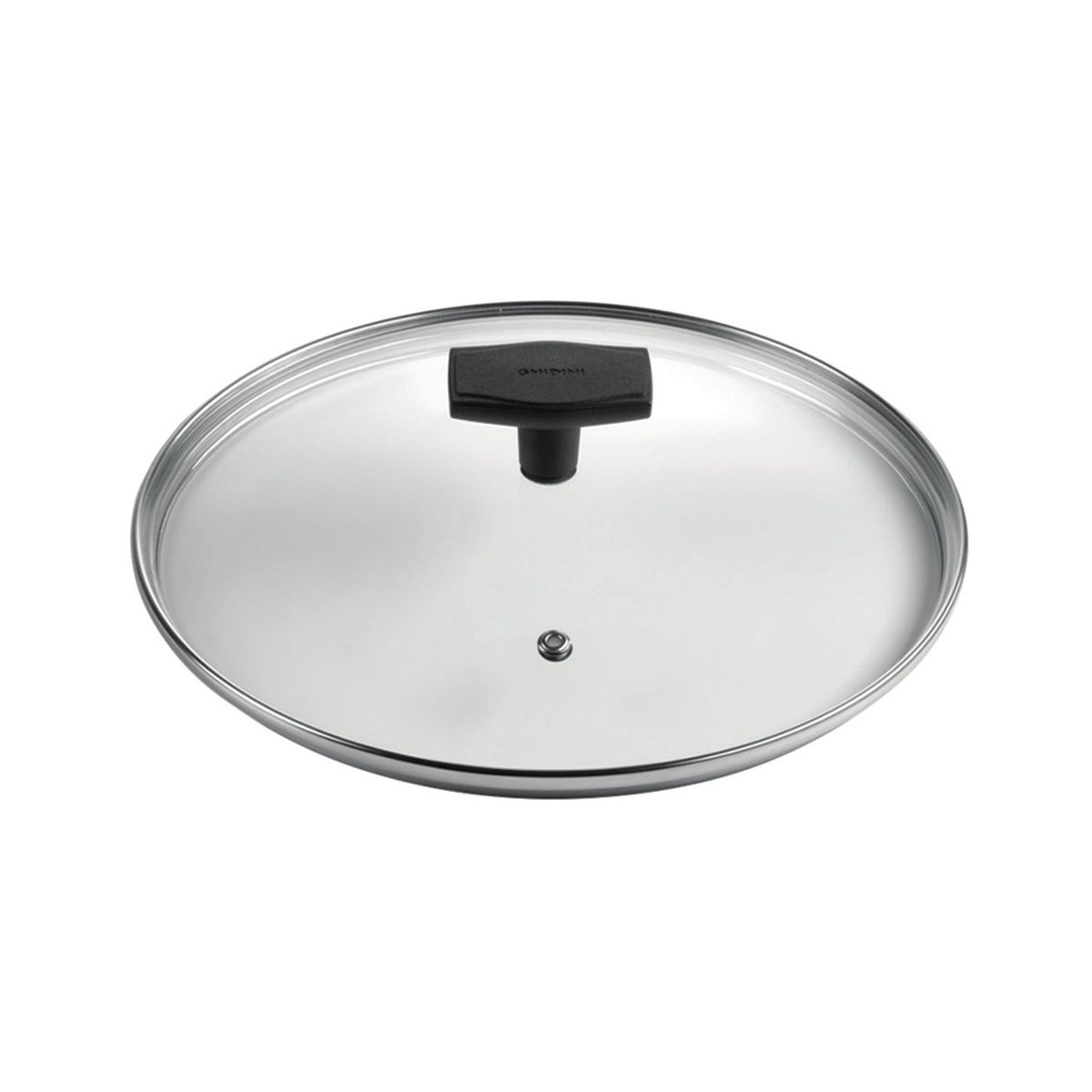 GHIDINI - Tapa Vidrio Templado Borde Acero Inox c/Agujero de Vapor 16cm