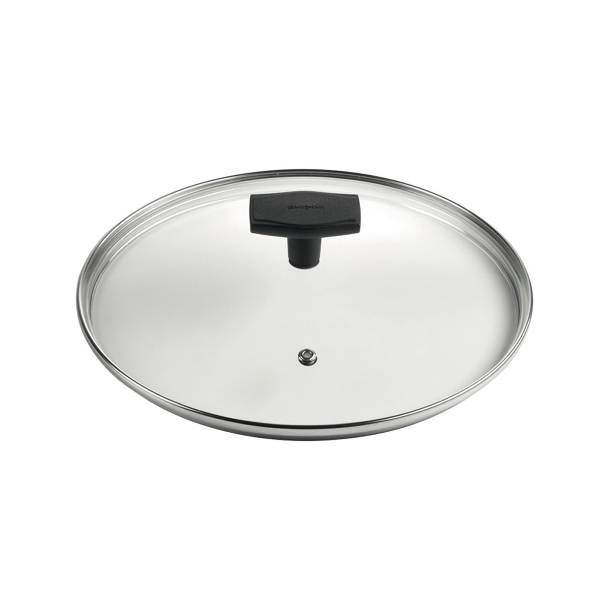 GHIDINI - Tapa Vidrio Templado Borde Acero Inox cAgujero de Vapor 28cm