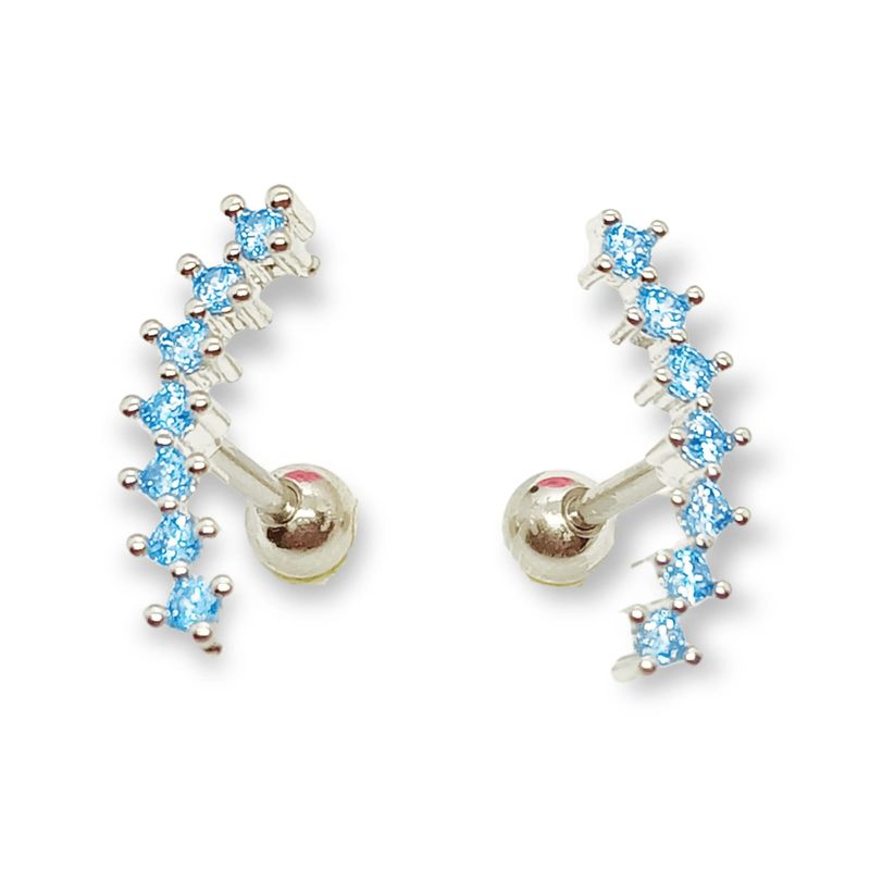 ELBAULDEJUMA - Pendientes curvos circonio celeste hipoalergénico Piercing Helix.-