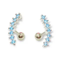 ELBAULDEJUMA - Pendientes curvos circonio celeste hipoalergénico Piercing Helix.-