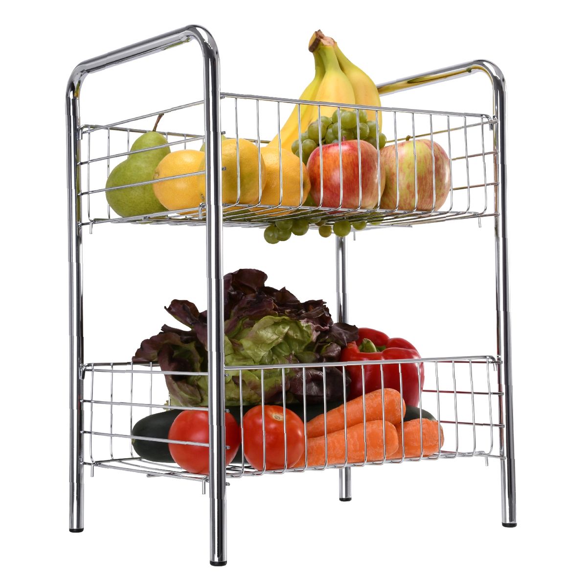 JOIA - Organizador Estante Frutera De Acero Cromado De 2 Niveles