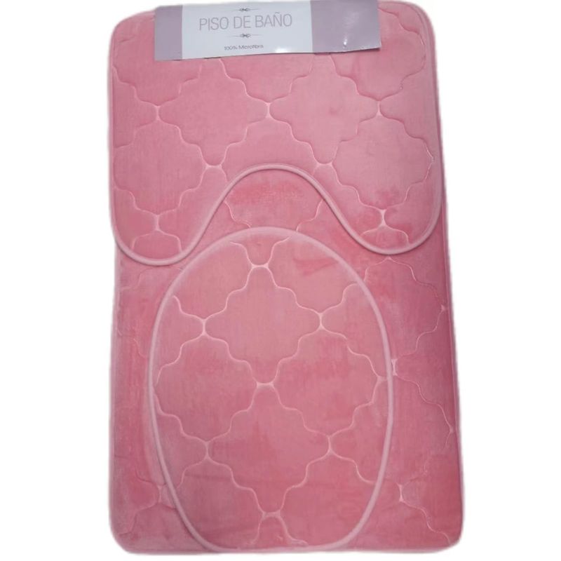 GENERICO - JUEGO DE ALFOMBRAS PARA BAñO POLAR LISO ANTIRRESBALANTE 3 PIEZAS.