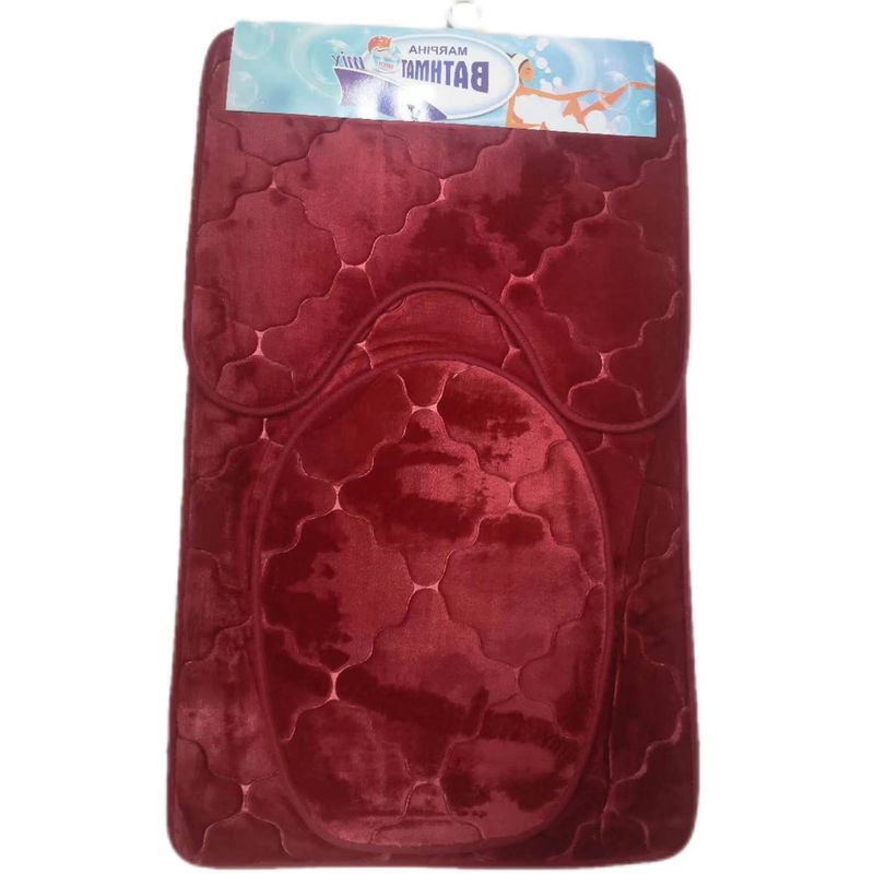 GENERICO - JUEGO DE ALFOMBRAS PARA BAñO POLAR LISO ANTIRRESBALANTE 3 PIEZAS.