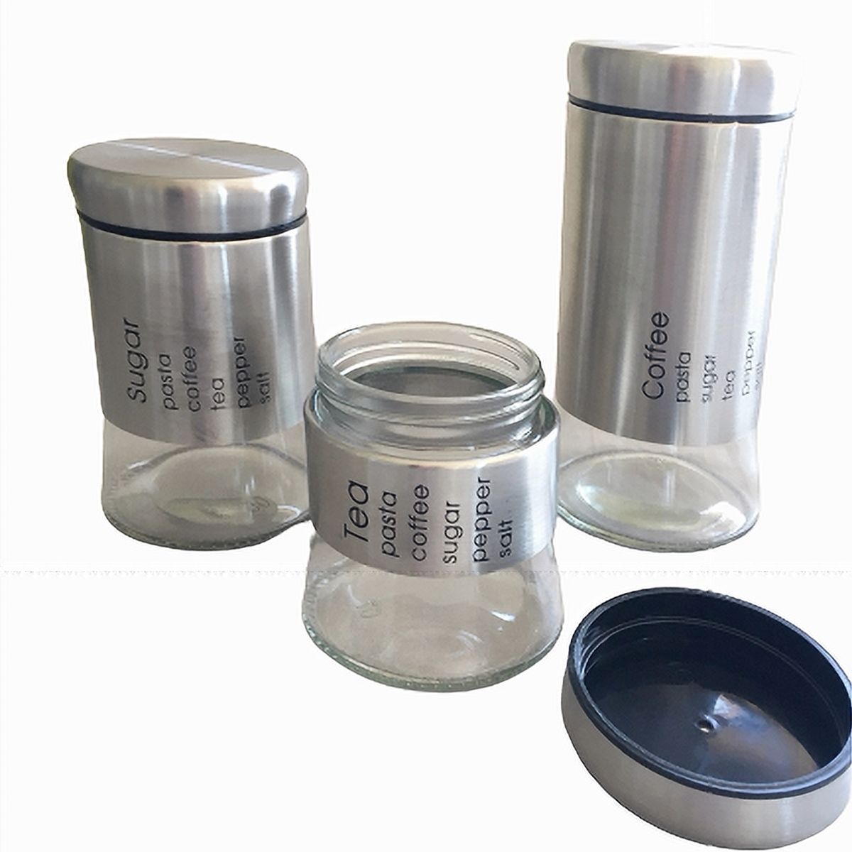 GENERICO - SET DE FRASCOS DE VIDRIO CON TAPA PARA ALMACENAJE 3 UNIDADES