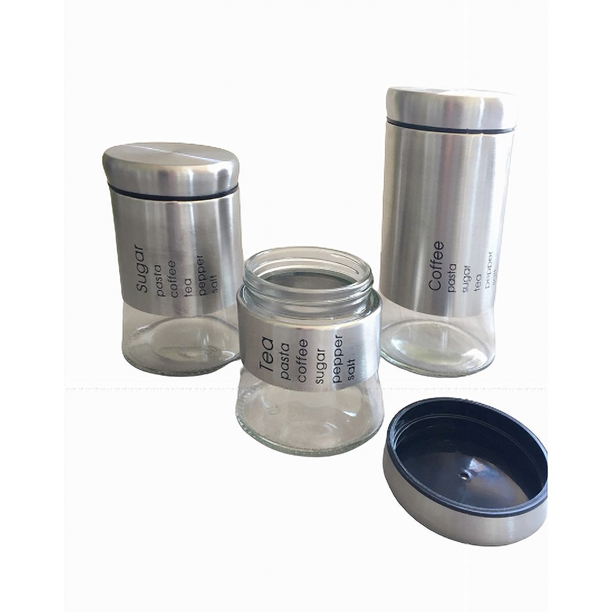 GENERICO - SET DE FRASCOS DE VIDRIO CON TAPA PARA ALMACENAJE 3 UNIDADES