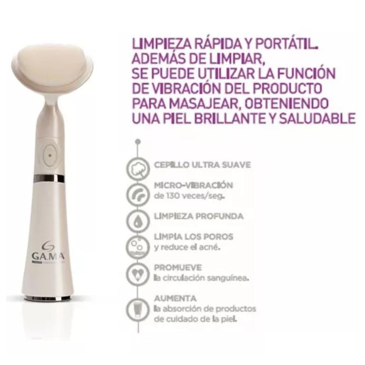 GAMA - Cepillo De Limpieza Facial Exfoliante Beige Mini Cleaning Gama