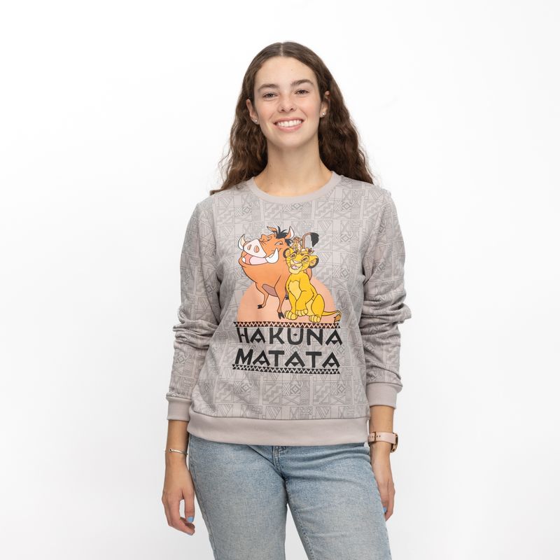 DISNEY - Poleron Cerrado Fashion Mujer Rey Leon Hakuna Pumba Disney Clasicos