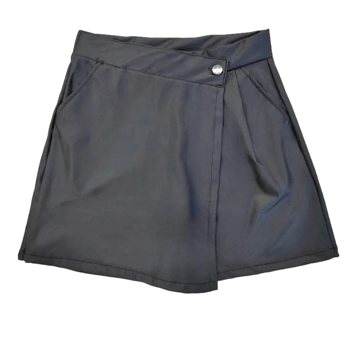 AGW - Falda Short Cuerina Mujer Negro