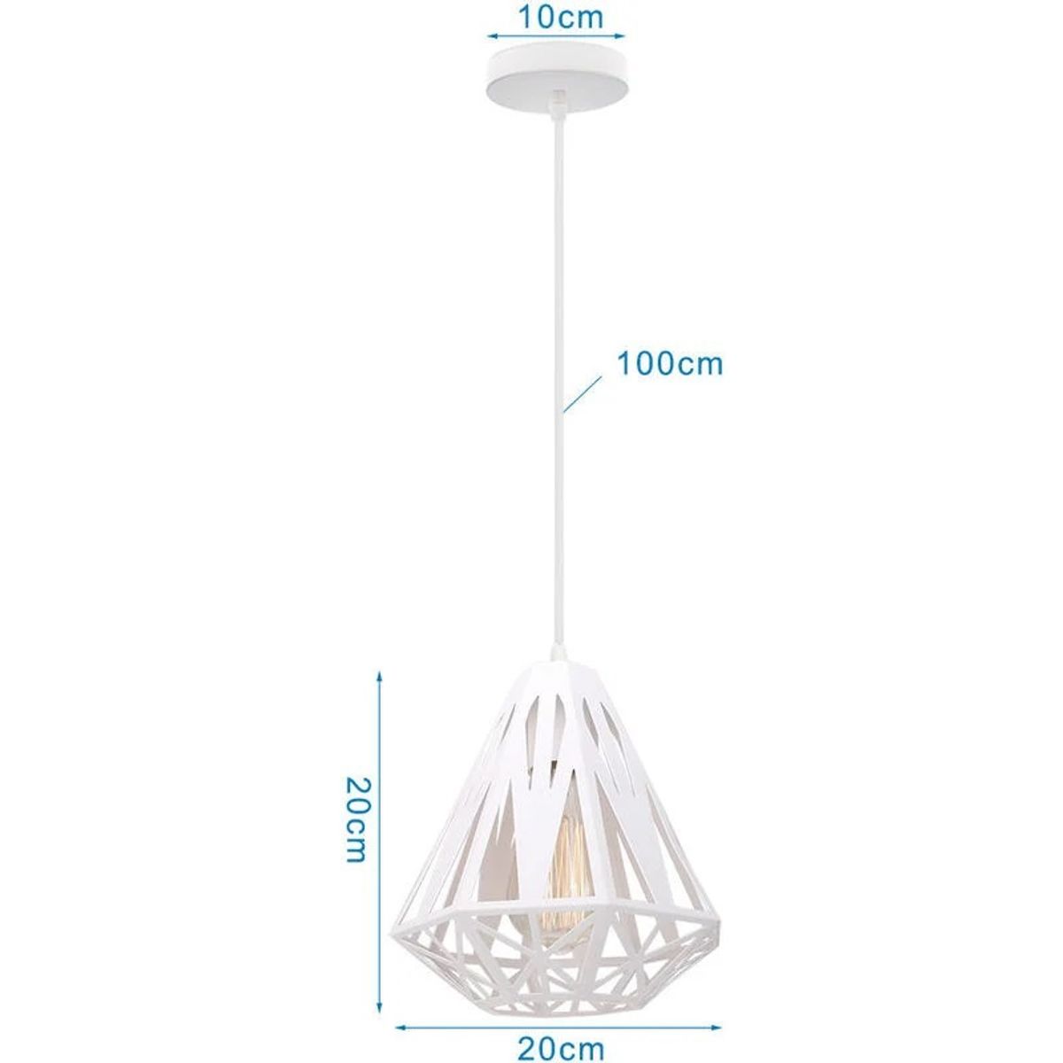 GENERICO - Lámpara De Techo Diseño Diamante 20cm Laton Blanco