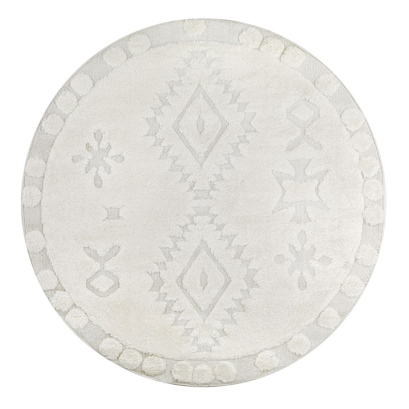 MODA ALFOMBRAS - Alfombra Redonda Palafito Blanca 240 x 240 cm