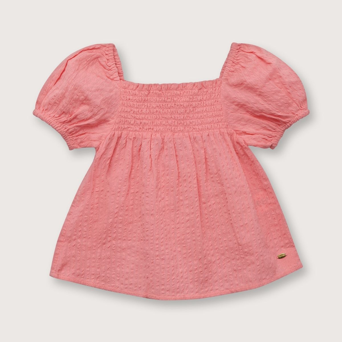 OPALINE - Blusa de niña manga globo rosada (6 meses a 4 años)