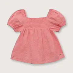 OPALINE - Blusa de niña manga globo rosada (6 meses a 4 años)