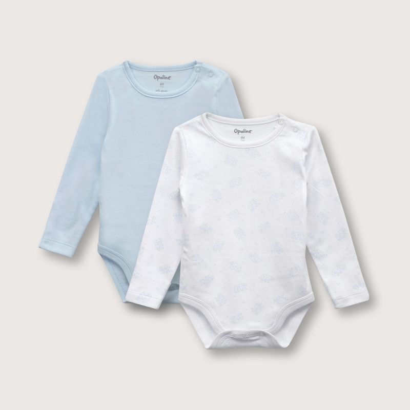 OPALINE - Body de bebé niño pack de dos bodies oso polar (prematuro a 2 años)