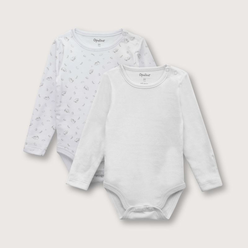 OPALINE - Body pack de 2 oso panda gris (prematuro a 2 años)
