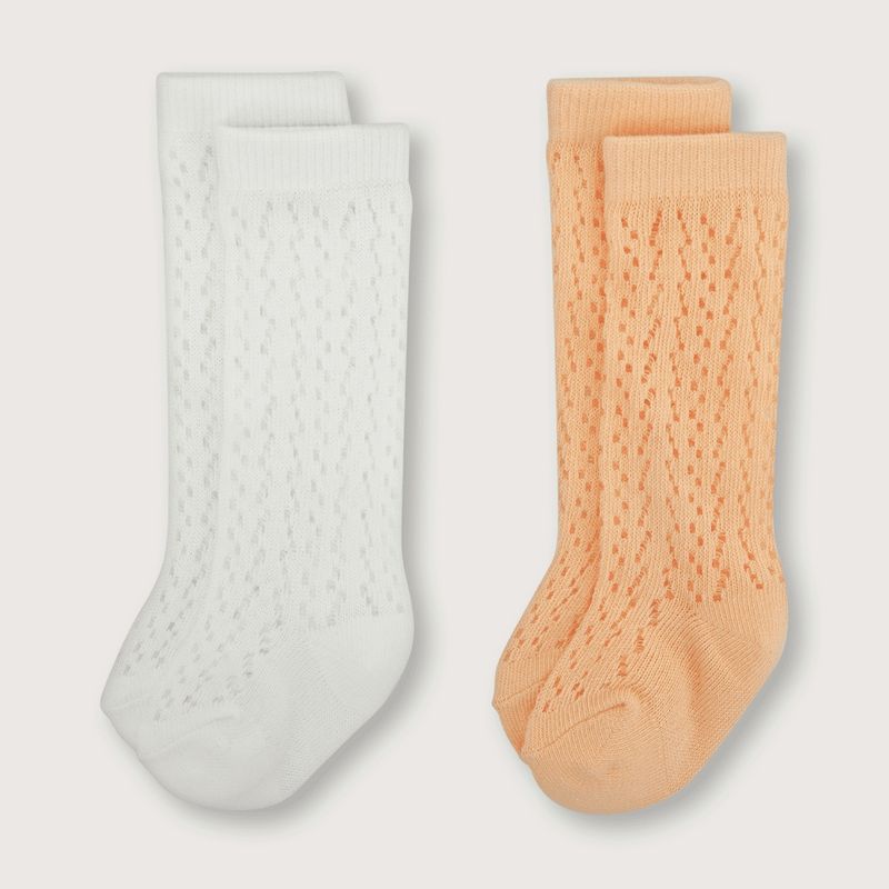 OPALINE - Calcetines de bebé niña pack de 2 damasco (3 a 9 meses)