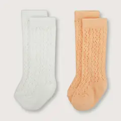 OPALINE - Calcetines de bebé niña pack de 2 damasco (3 a 9 meses)
