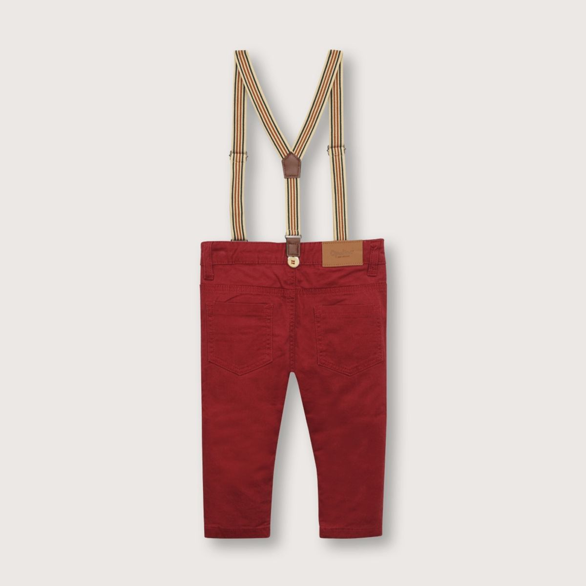 OPALINE - Pantalón de niño con suspensores terracota (6 meses a 4 años)