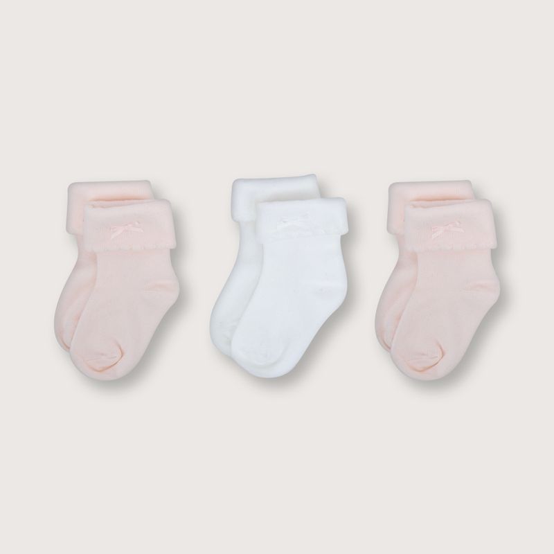 OPALINE - Calcetines de niña playa pack de 3 damasco (6 meses a 4 años)