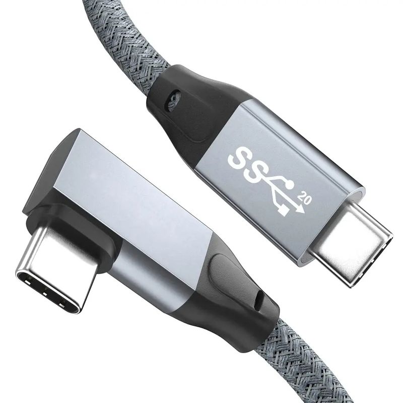 GENERICO - Cable Carga USB C a USB C Ángulo 90° Carga rapida 100W2mts