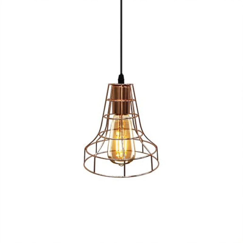 GENERICO - Lampara Vintage Industrial-Retro Colgante Jaula Hierro Gold Rose