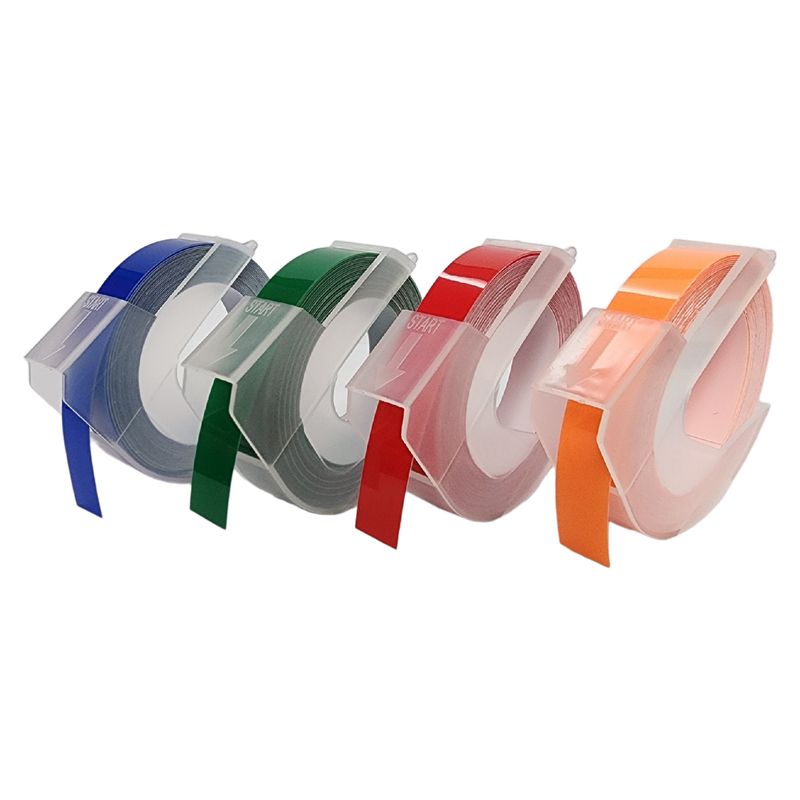 GENERICO - 4x Cinta PVC texto 3D para Etiquetadora DYMO, 9mm x 3m