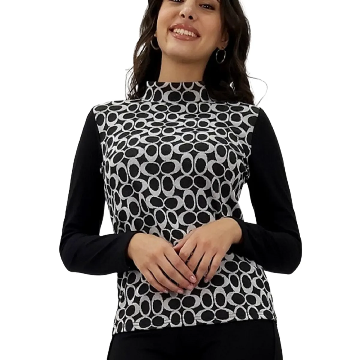 TENTATION - Polera Bicolor Estampada