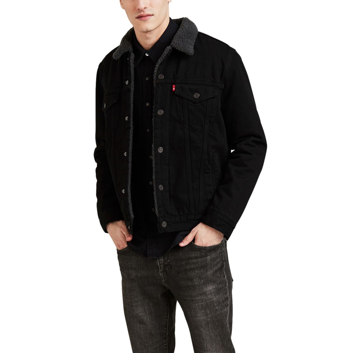 LEVIS - Chaqueta Hombre Regular Fit Sherpa Negro Levis