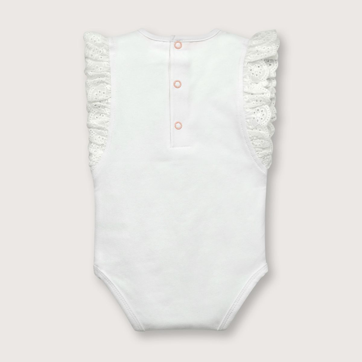 OPALINE - Body de niña manga vuelo broderie blanco (recién nacido a 9 meses)