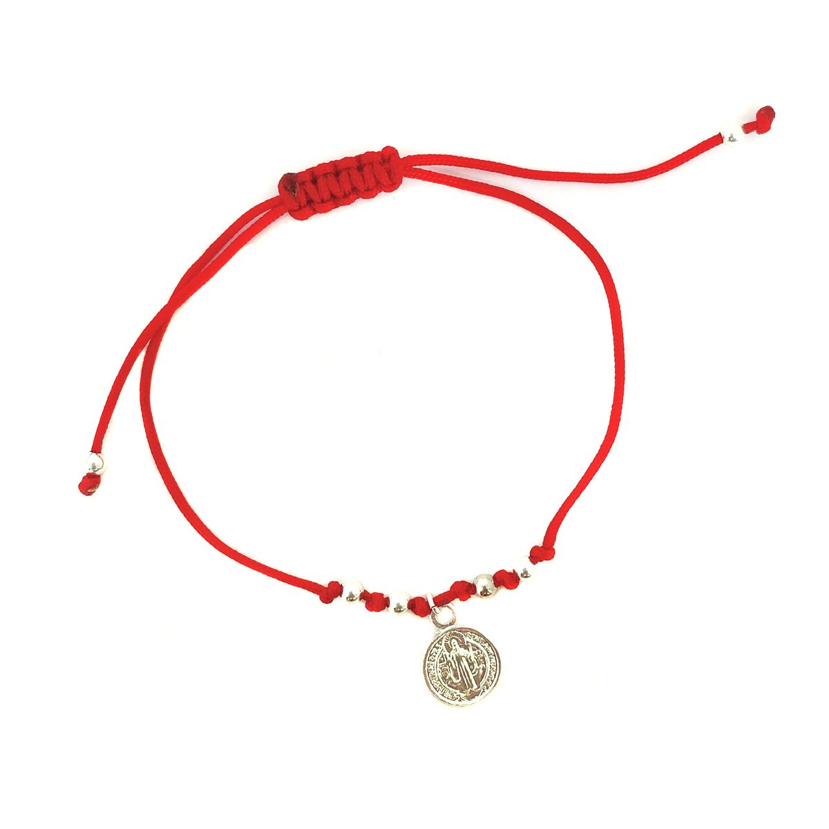 COGGIOLA - Pulsera San Benito Plata Fina 925 Cordón Rojo