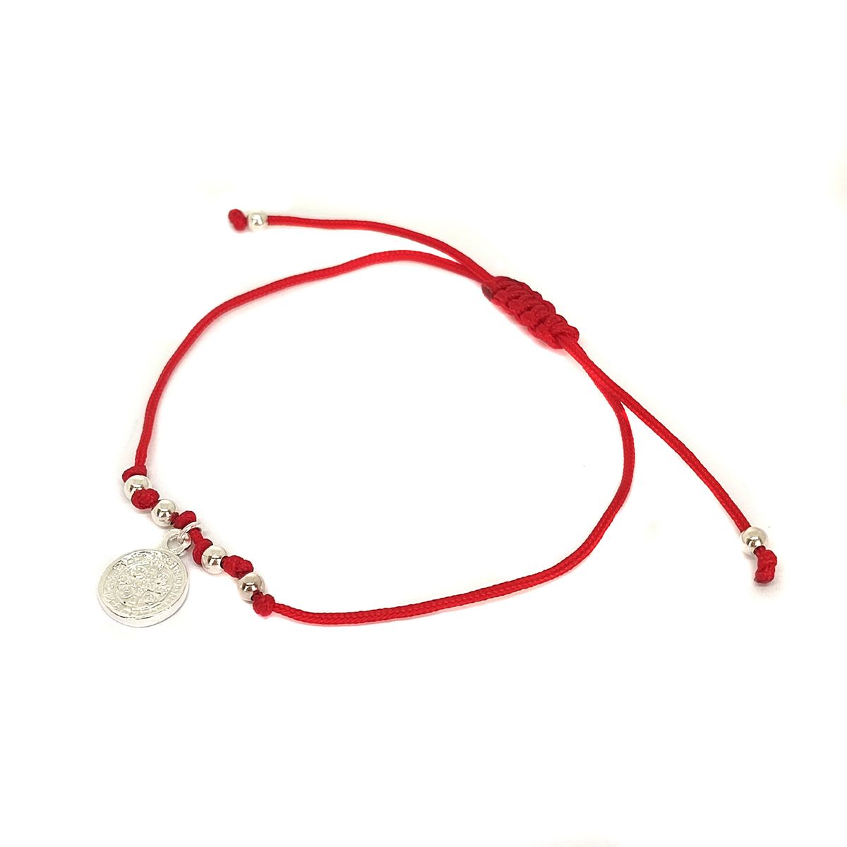 COGGIOLA - Pulsera San Benito Plata Fina 925 Cordón Rojo
