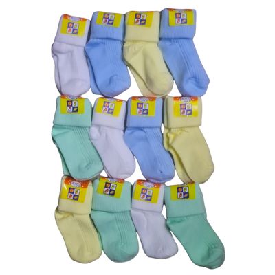 Imagen 2 del producto Pack 12 Pares Calcetín Bebe, 100% Algodón, Colores Niño