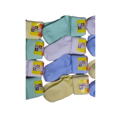 Imagen 1 del producto Pack 12 Pares Calcetín Bebe, 100% Algodón, Colores Niño