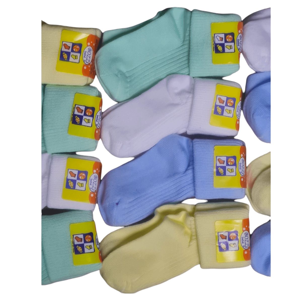 AGW - Pack 12 Pares Calcetín Bebe, 100% Algodón, Colores Niño