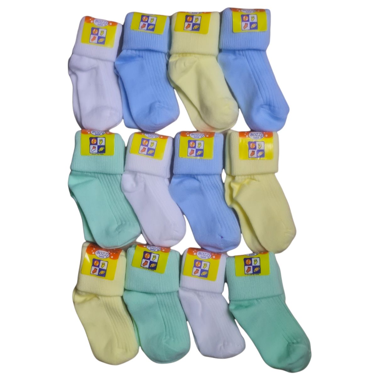 AGW - Pack 12 Pares Calcetín Bebe, 100% Algodón, Colores Niño