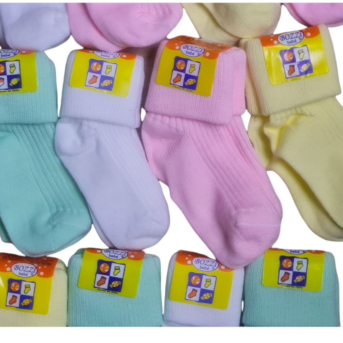 AGW - Pack 12 Pares Calcetín Bebe, 100% Algodón, Colores Niña