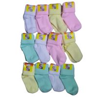 Pack 12 Pares Calcetín Bebe, 100% Algodón, Colores Niña