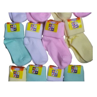 Imagen 2 del producto Pack 12 Pares Calcetín Bebe, 100% Algodón, Colores Niña