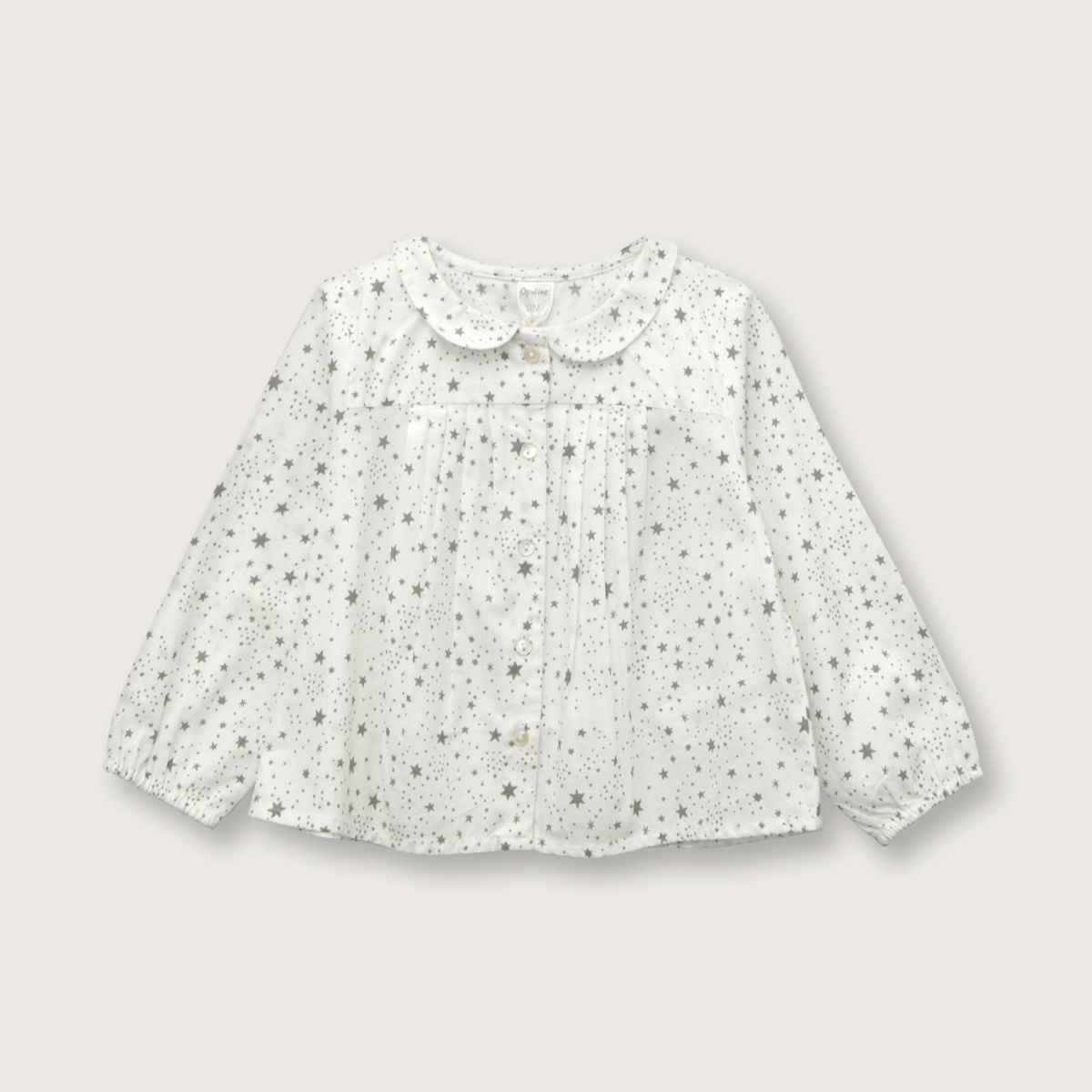 OPALINE - Blusa de niña con cuello peter pan full print blanco (06M a 4A)