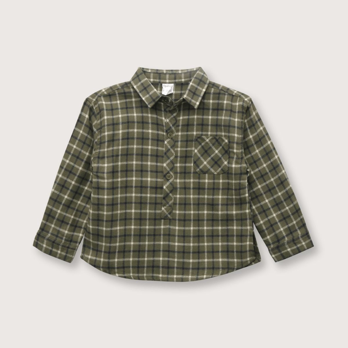 OPALINE - Camisa de niño semi abertura verde (06M a 4A)