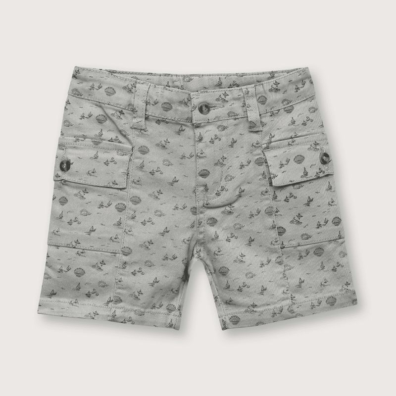 OPALINE - Bermuda de niño full print gris (6 meses a 4 años)