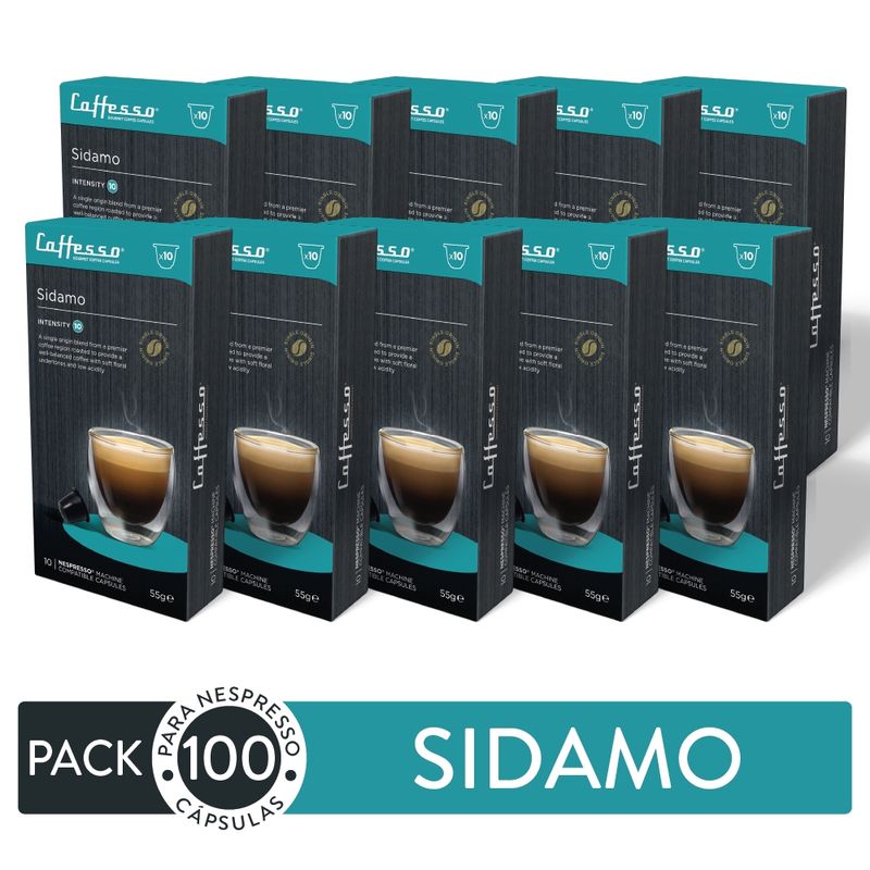 CAFFESSO - 100 Cápsulas Caffesso Sidamo Etiopía - Intensidad 10 para Nespresso
