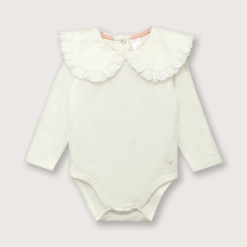 OPALINE - Body de niña cuello bobo blanco (RN a 09M)