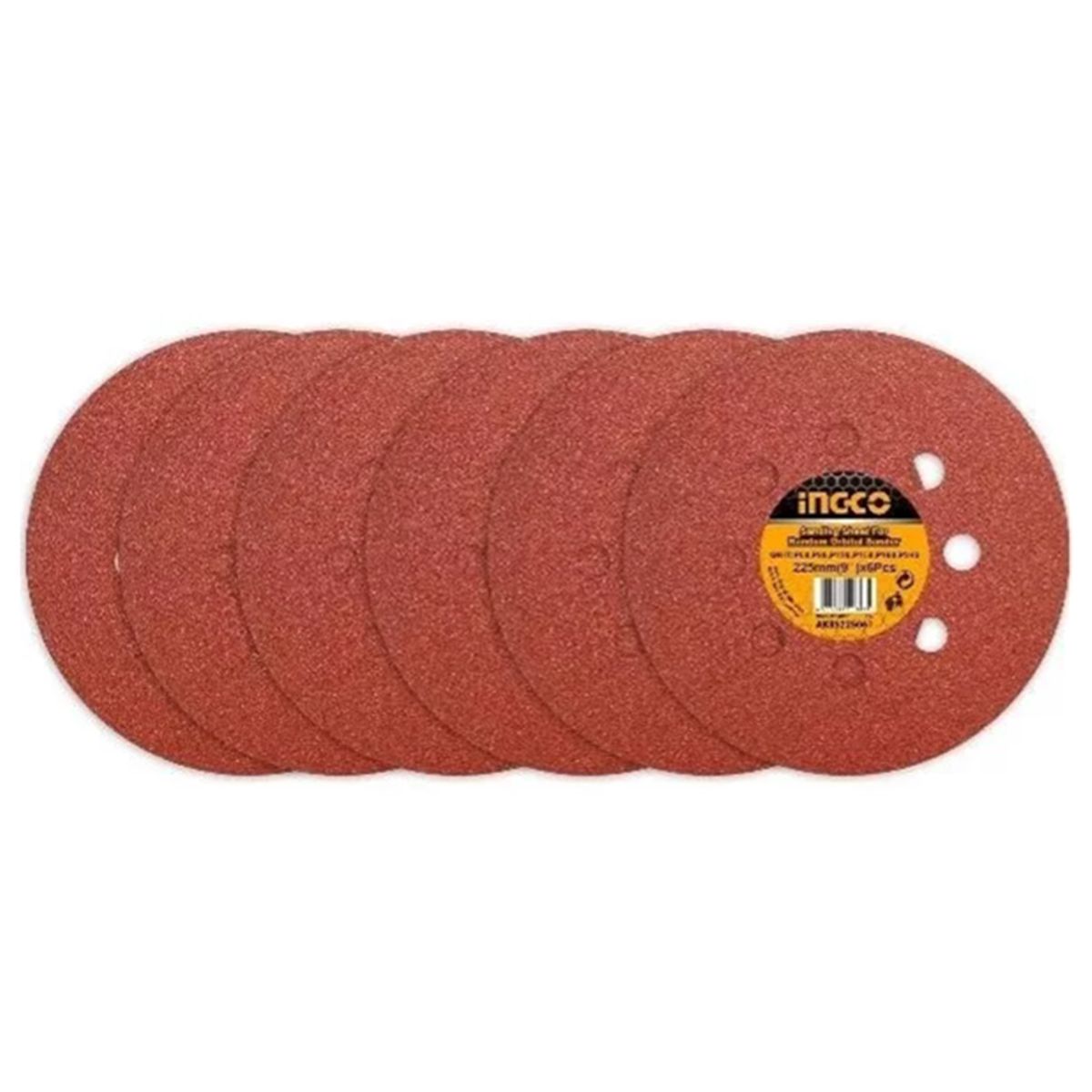 INGCO - 6 Disco Lija Para Pulir 225mm Velcro Grano Variado AKRS225061