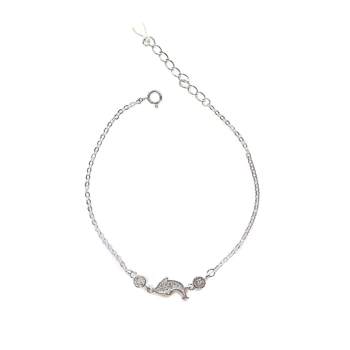 COGGIOLA - Pulsera Delfín 2 Circones Blancos Plata Fina 925