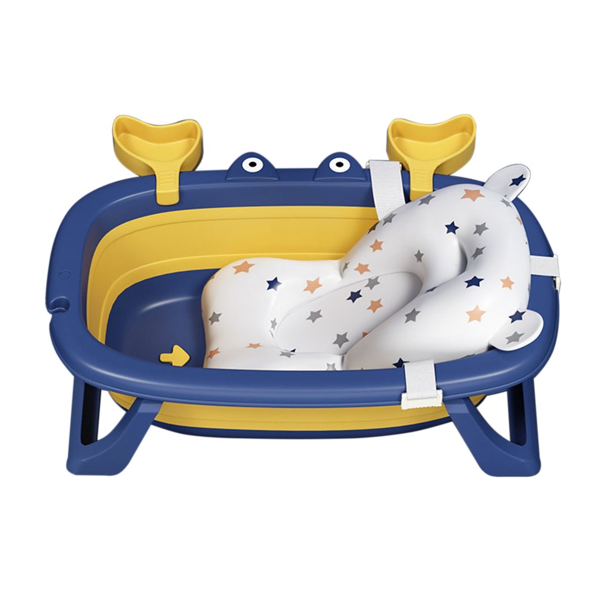 BABYLUNA - Bañera Plegable Tipo Cangrejo con malla y juegos Azul